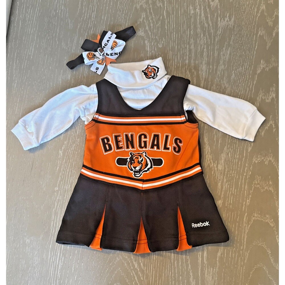 NFL Cincinnati Bengals baby cheerleader dress outfit3/6 months w/headband